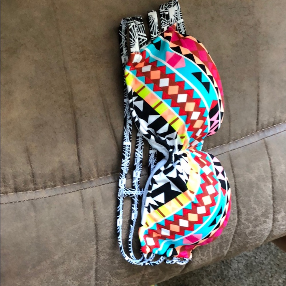 Strapless multi colored swimsuit top